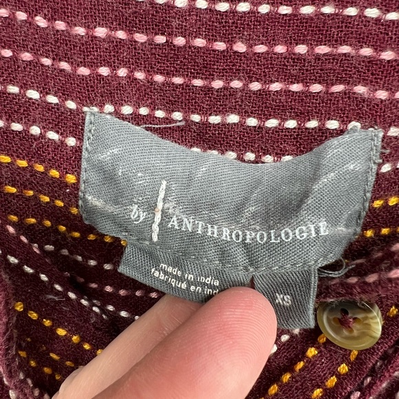 Anthropologie Isadora Button Back Tunic w Thread Detail Burgandy XS - Picture 2 of 6